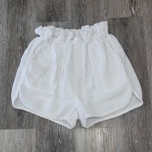 Splendid Gauze Paperbag Shorts Womens Small Cotton White Pockets Beach Summer